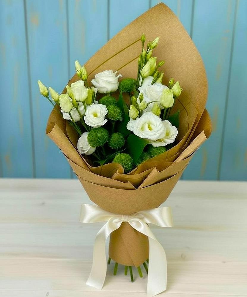 Букет цветов из: Хризантемы и Лизиантусы в Иловле