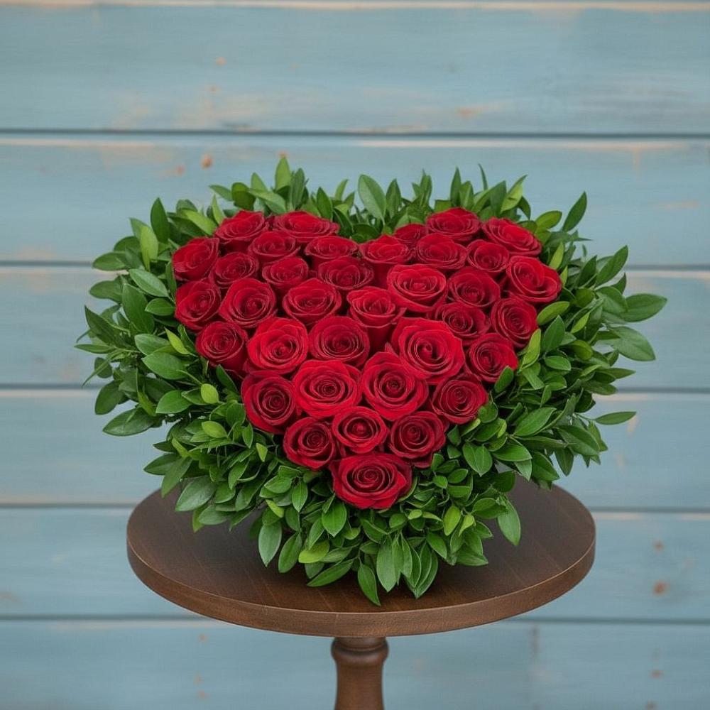 Цветочная композиция из Розы в виде сердца в Иловле