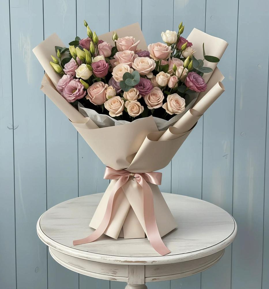 Букет цветов из: Розы и Лизиантусы в Иловле