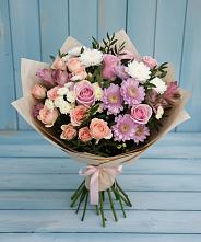 Букет цветов из:  Хризантемы, Розы и Альстромерии в Иловле