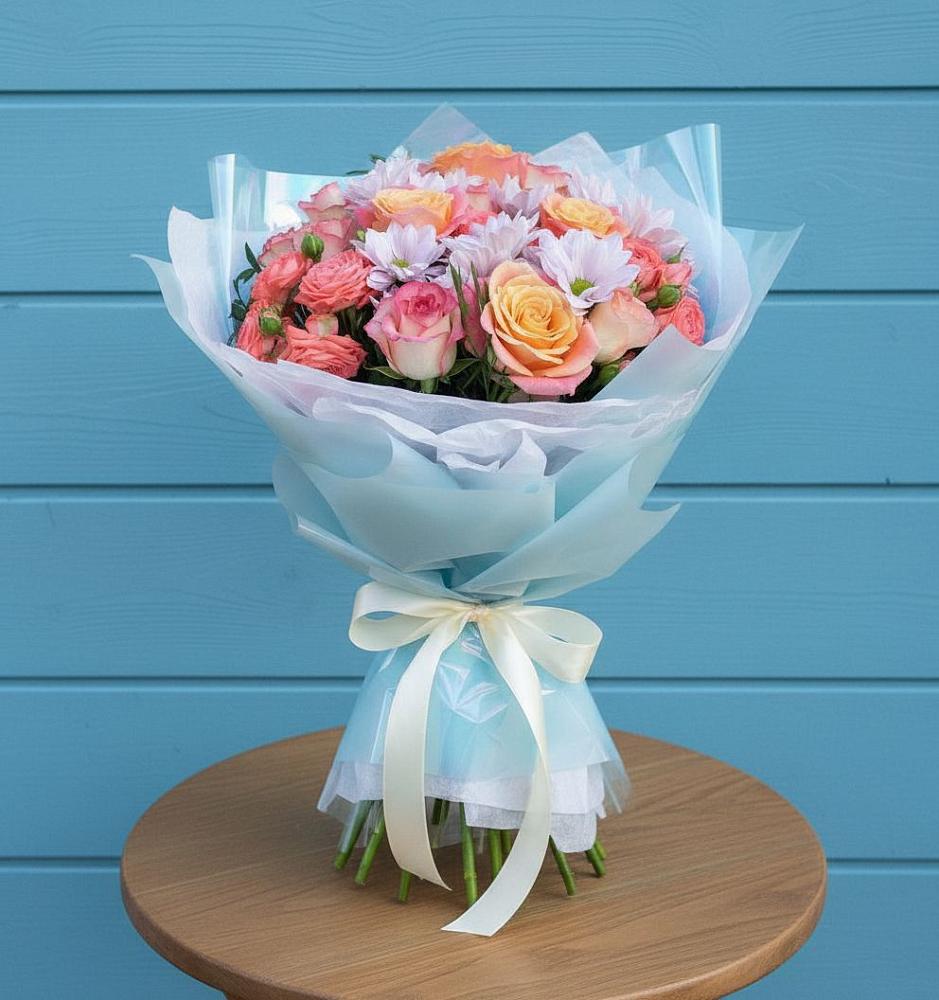 Букет цветов из: Хризантемы и Розы в Иловле