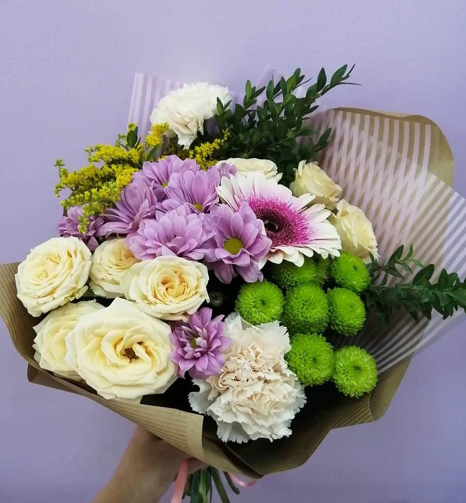 Букет цветов из: Хризантемы, Розы, Гвоздики и Герберы в Иловле