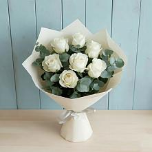 Букет Белые розы в Эвкалипте в Иловле